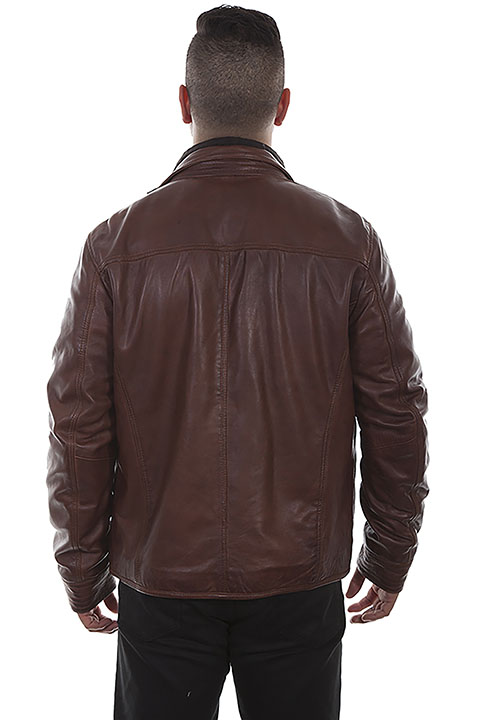 (image for) Leather jacket with quilted front insert