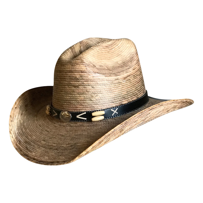 (image for) Palm Leaf Straw 2-Tone Pinch Western Cowboy Hat