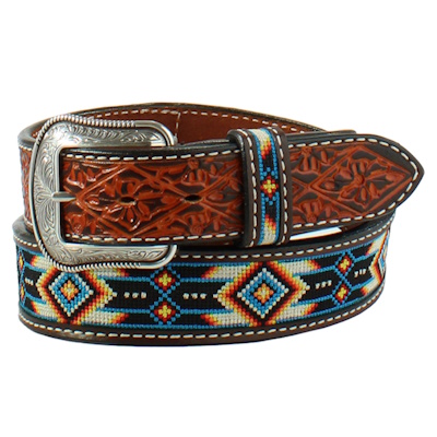 (image for) 1 1/2" Embroidered Aztec Leather Belt