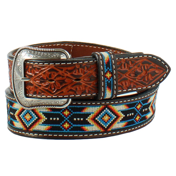 (image for) 1 1/2" Embroidered Aztec Leather Belt