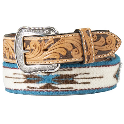 (image for) 1 1/2" Wool Southwestern Turquoise Cross Concho Belt