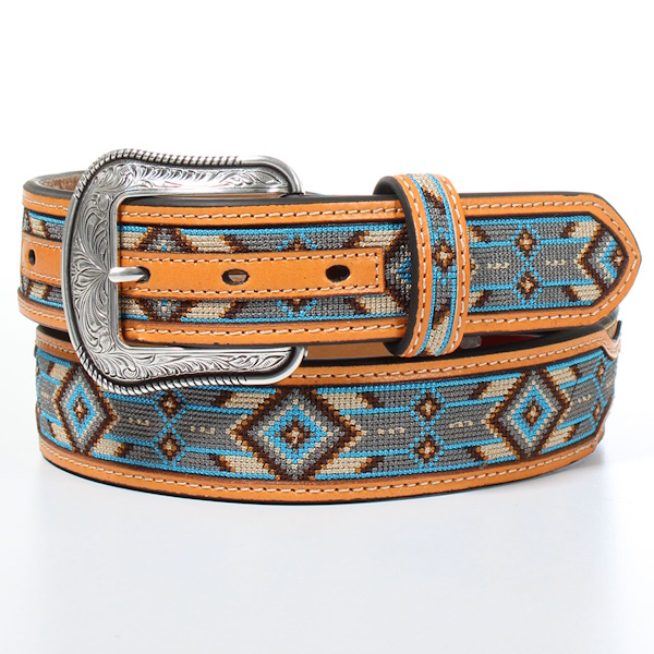 (image for) 1 1/2" Leather Belt Aztec Fabric Tabs