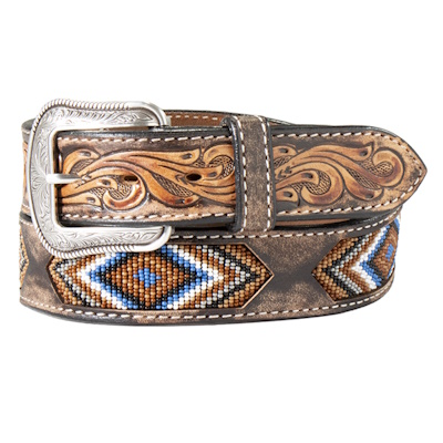 (image for) 1 1/2" Floral Leather Diamond Beadwork