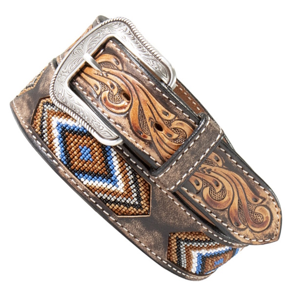 (image for) 1 1/2" Floral Leather Diamond Beadwork