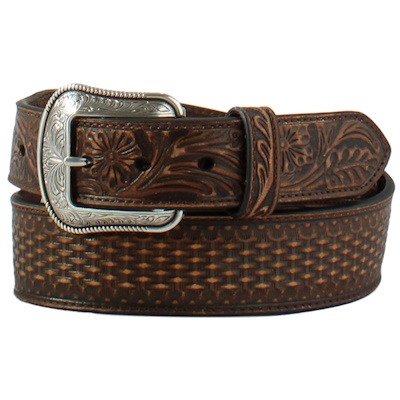 (image for) 1 7/8" Tooled Leather Tapered Belt