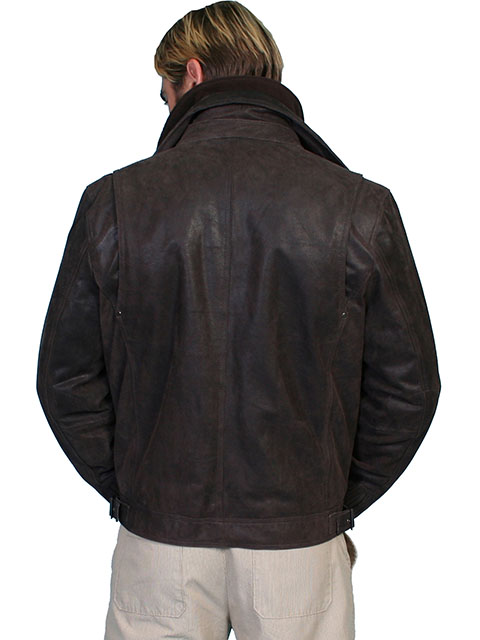 (image for) Leather jacket zip-out knit collar & flannel front