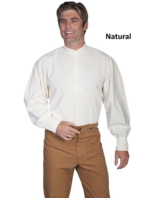 (image for) Western Shirt with Puff Sleeves and Band Collar