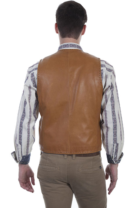 (image for) Lambskin button front vest with Pick Stitch