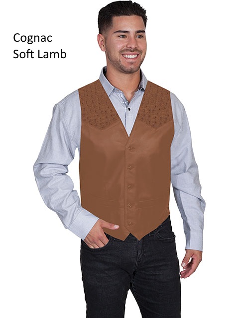 Leather vest with ostrich trim [607] : Old Trading Post ...