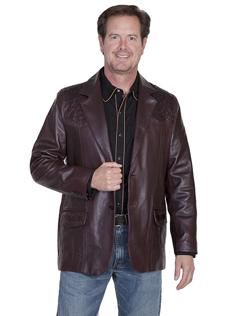 (image for) Lambskin blazer with genuine ostrich trim