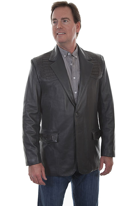 (image for) Lambskin blazer with caiman inlay