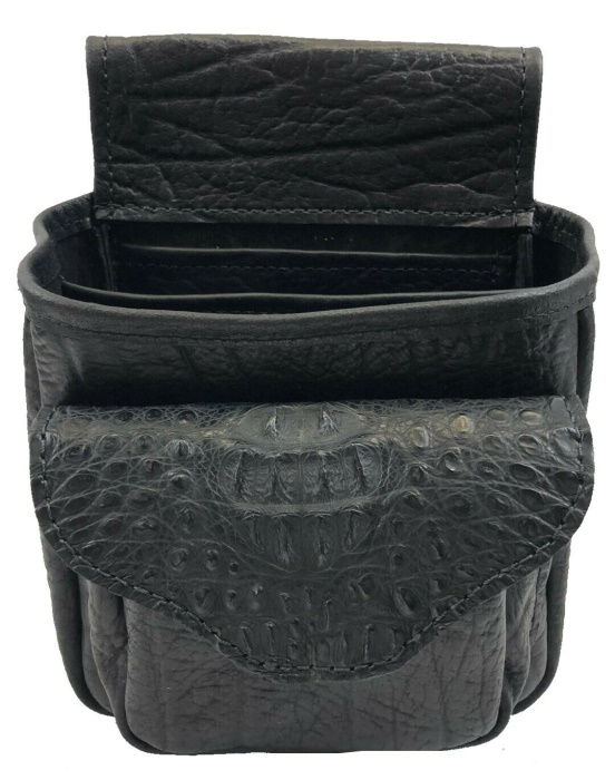 (image for) Black Crocodile Hornback & Cape Buffalo Shotgun Shell Belt Pouch Deluxe