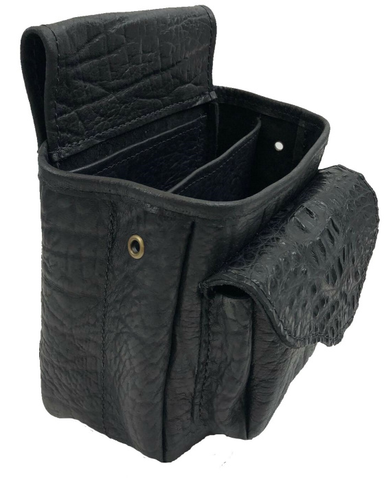 (image for) Black Crocodile Hornback & Cape Buffalo Shotgun Shell Belt Pouch Deluxe