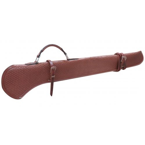 (image for) Basketweave Tooled Rifle Scabbard with Copper Buckles