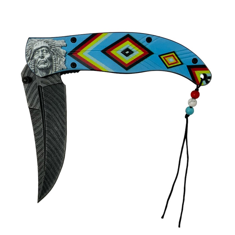 (image for) Blue Tribal Chief Assisted Folding Knife