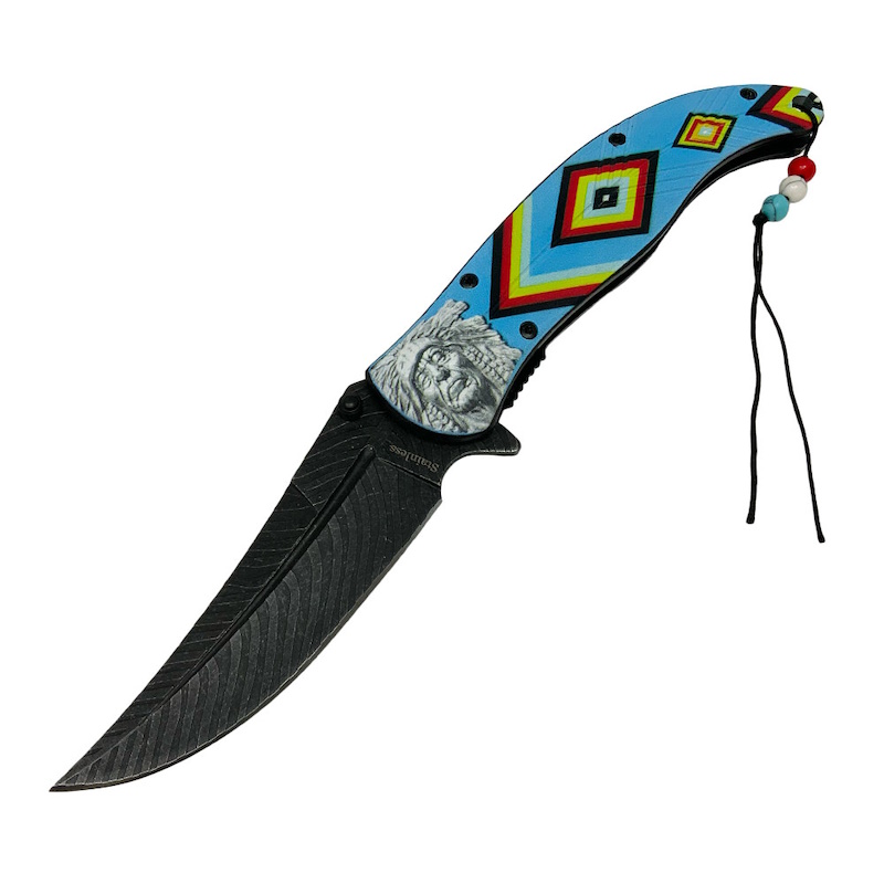 (image for) Blue Tribal Chief Assisted Folding Knife