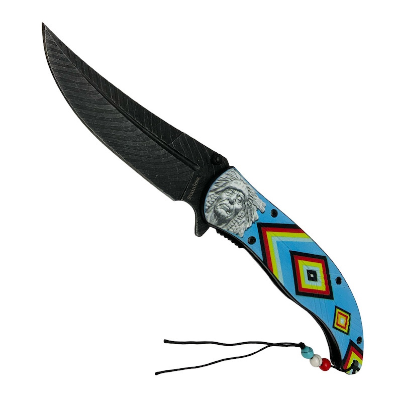 (image for) Blue Tribal Chief Assisted Folding Knife