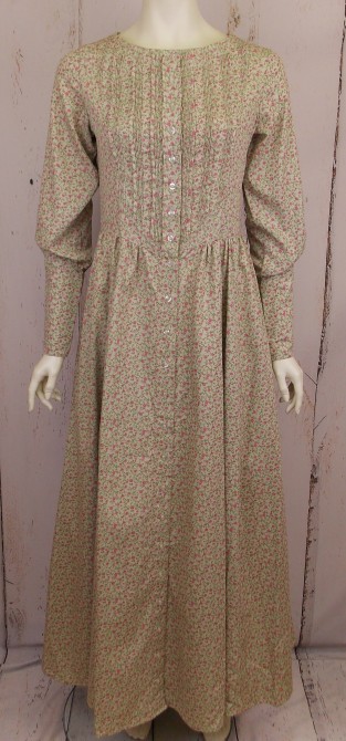 (image for) Ladies Green Floral Print Long Pioneer Dress