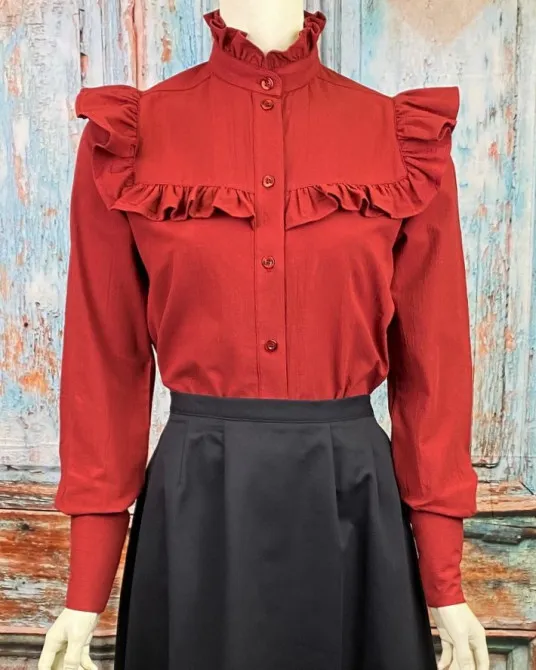 (image for) Emma Western Ladies Western Cotton Ruffled Blouse