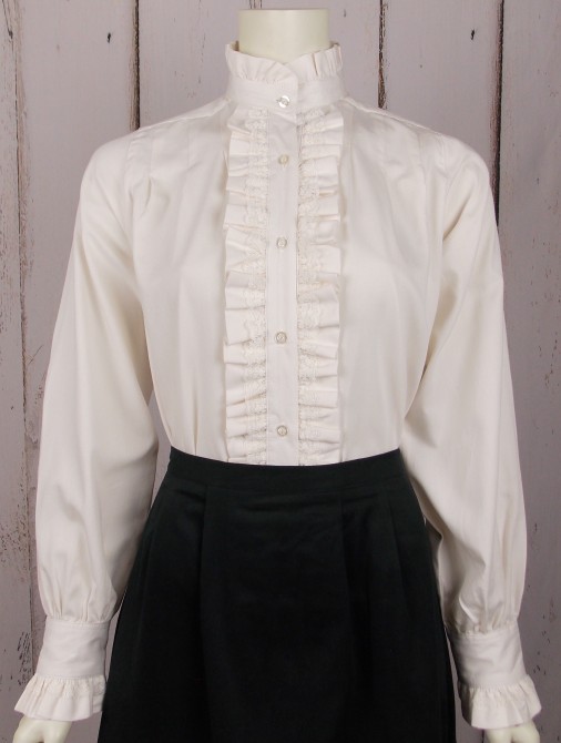 Ladies Lace Ruffle Front Old West Victorian Cotton Blouse [CL439] : Old ...