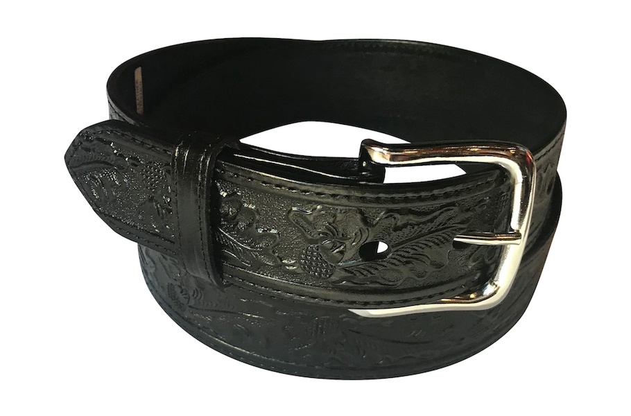 (image for) Western Leather Belt with Classic Floral Tooling