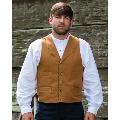 (image for) Frontier Cotton Canvas Vest Notched Lapels Welt Pockets