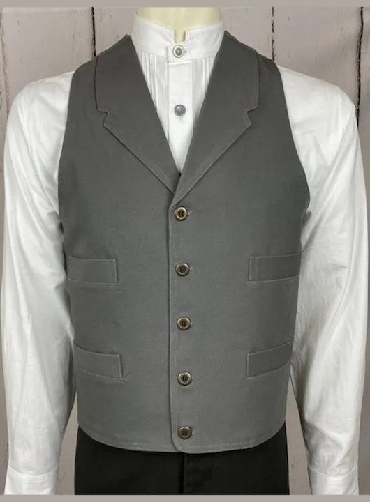 (image for) Frontier Cotton Canvas Vest Notched Lapels Welt Pockets