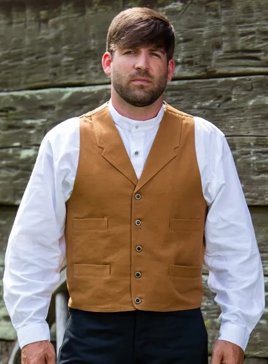 (image for) Frontier Cotton Canvas Vest Notched Lapels Welt Pockets