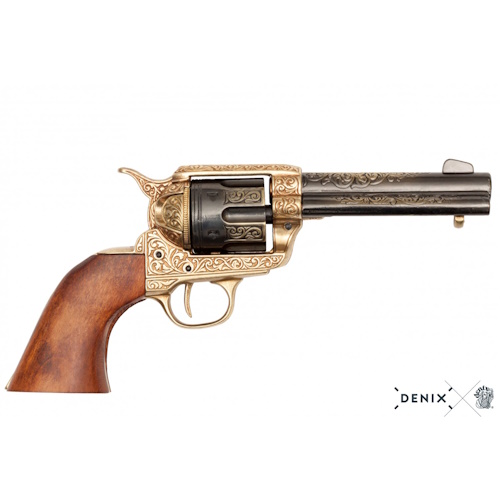 (image for) 1873 Peacemaker 4 3/4 Blued & Brass Engraved Revolver