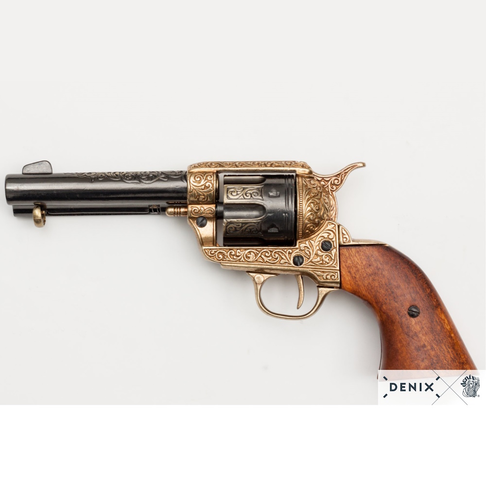 (image for) 1873 Peacemaker 4 3/4 Blued & Brass Engraved Revolver