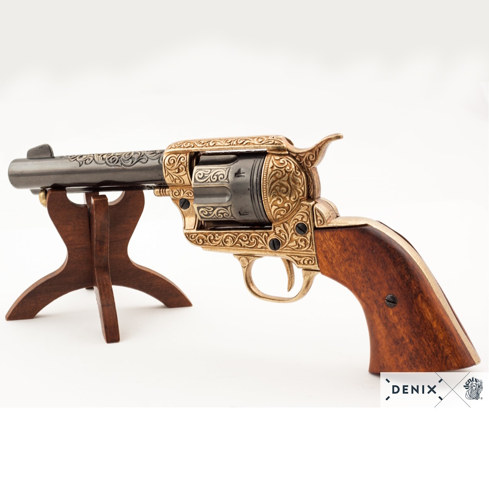 (image for) 1873 Peacemaker 4 3/4 Blued & Brass Engraved Revolver