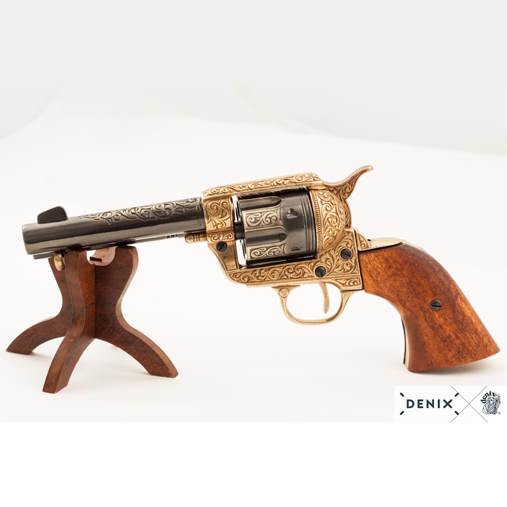 (image for) 1873 Peacemaker 4 3/4 Blued & Brass Engraved Revolver