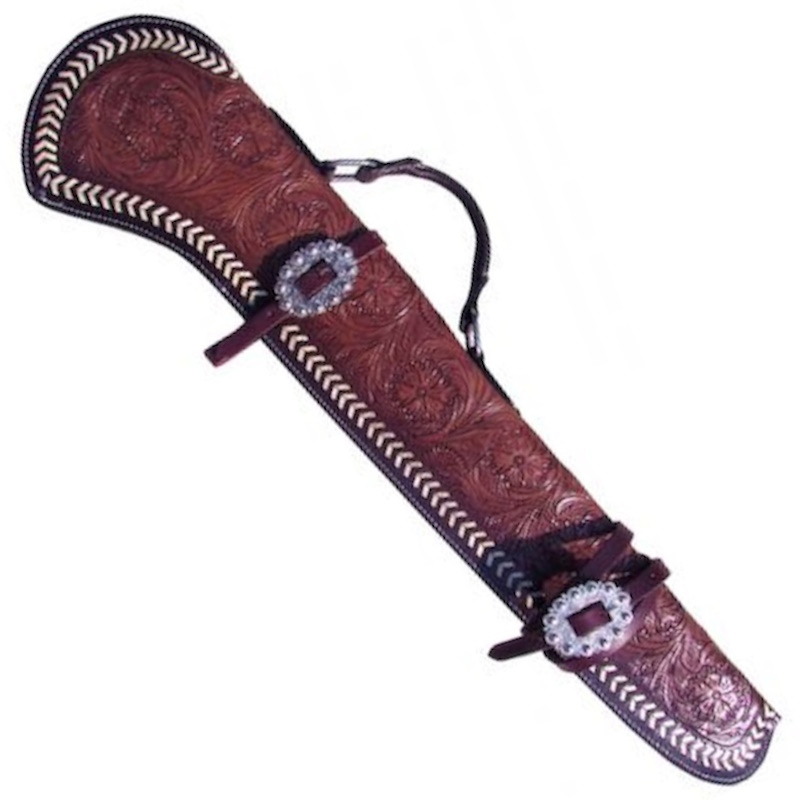 (image for) Floral Tooled Leather Rifle Scabbard with Engraved Buckles