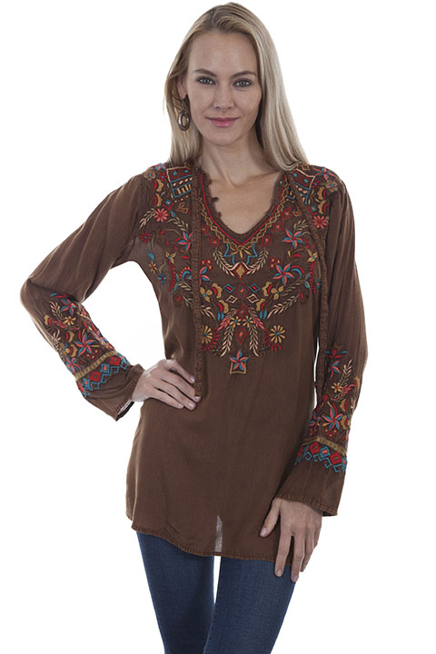 Embroidered V neck blouse [HC420] : OldTradingPost.com Western Store is ...
