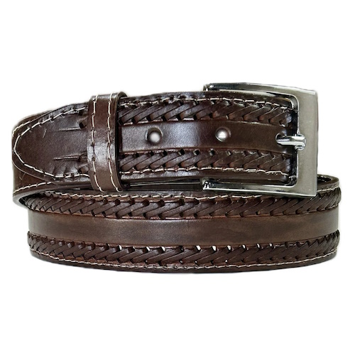 (image for) Western Leather Belt Hand Laced & Tooled