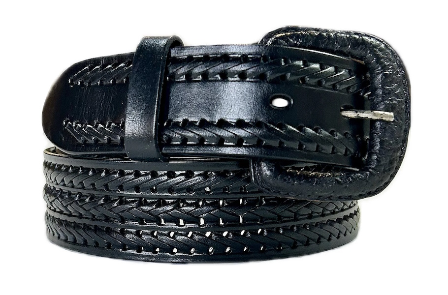 (image for) Western Leather Belt Hand Laced & Tooled