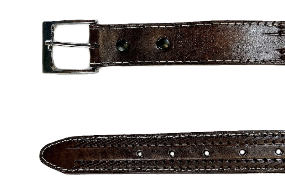 (image for) Western Leather Belt Hand Laced & Tooled