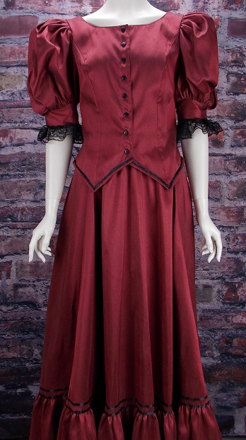 (image for) Ladies Old West Victorian Antique Satin 2 pc. Dress Ensemble