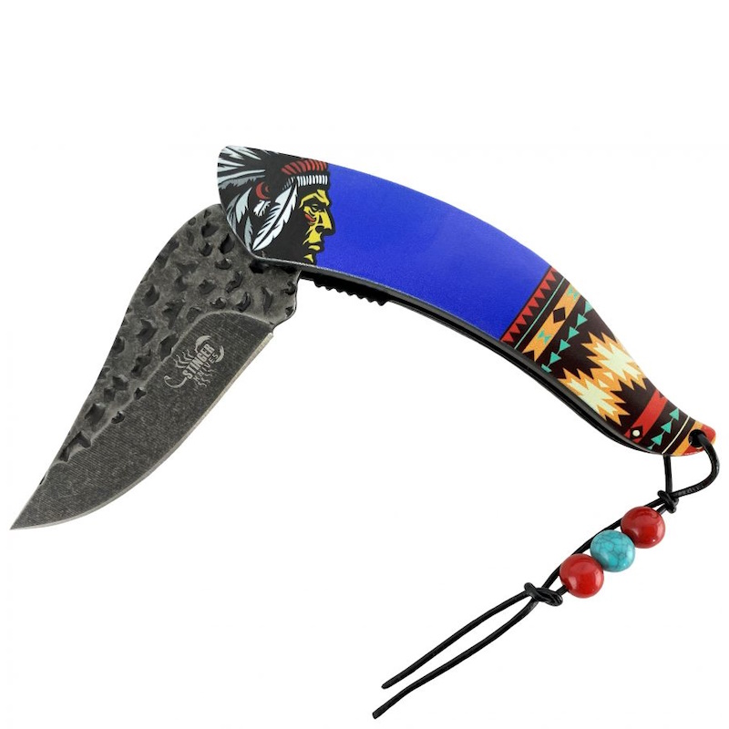 (image for) Knife with Aztec Pattern and Indian on Handle