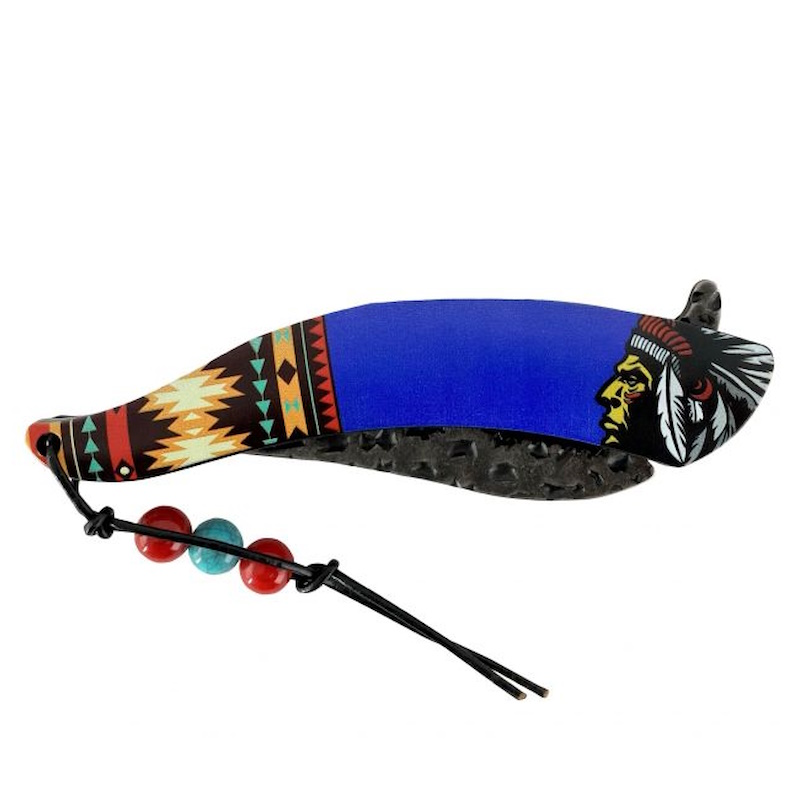 (image for) Knife with Aztec Pattern and Indian on Handle