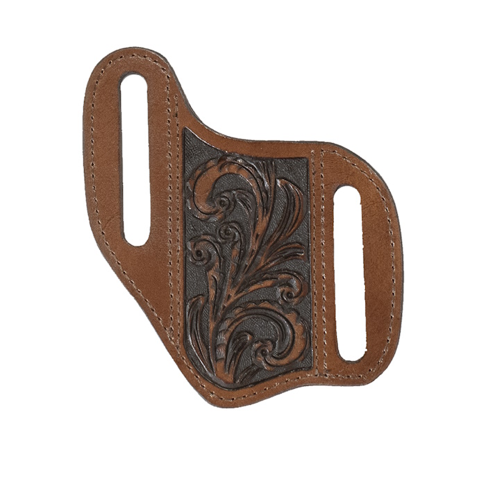 (image for) Knife Sheath Pancake Floral Embossed Leather