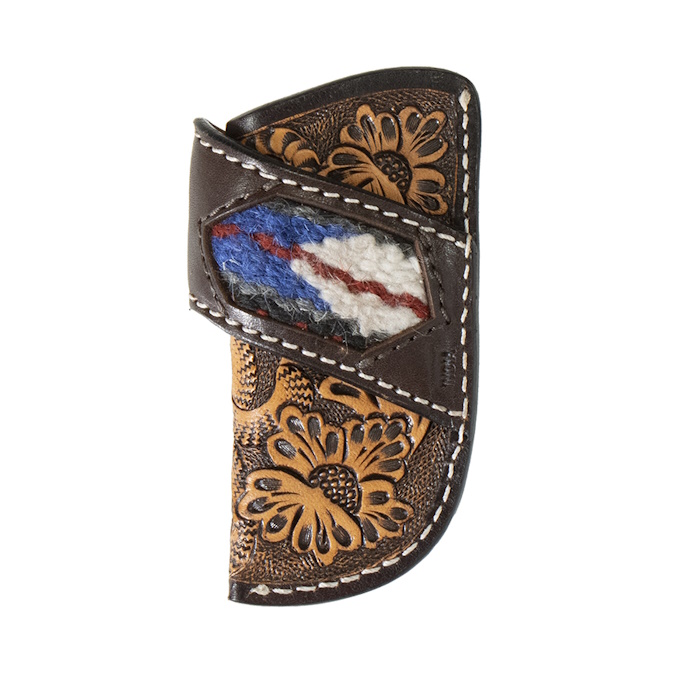 Knife Sheath Hand Tooled Floral Leather Wool Inlay [D8401202 ...