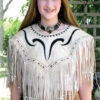 (image for) Ladies Shoulder Poncho with Fringes & Bone Beads