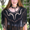 (image for) Ladies Shoulder Poncho with Fringes & Bone Beads