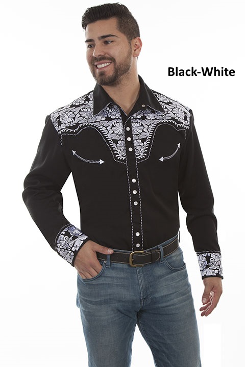 (image for) Western Floral Tooled Embroidery Snap Front Shirt