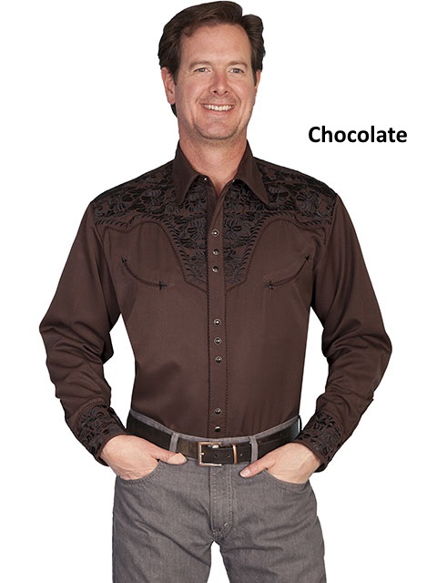 (image for) Western Floral Tooled Embroidery Snap Front Shirt