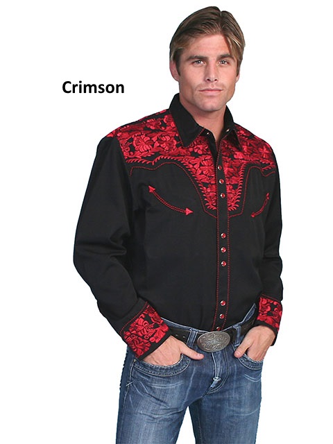 (image for) Western Floral Tooled Embroidery Snap Front Shirt