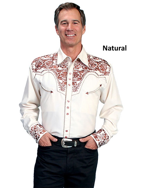 (image for) Western Floral Tooled Embroidery Snap Front Shirt