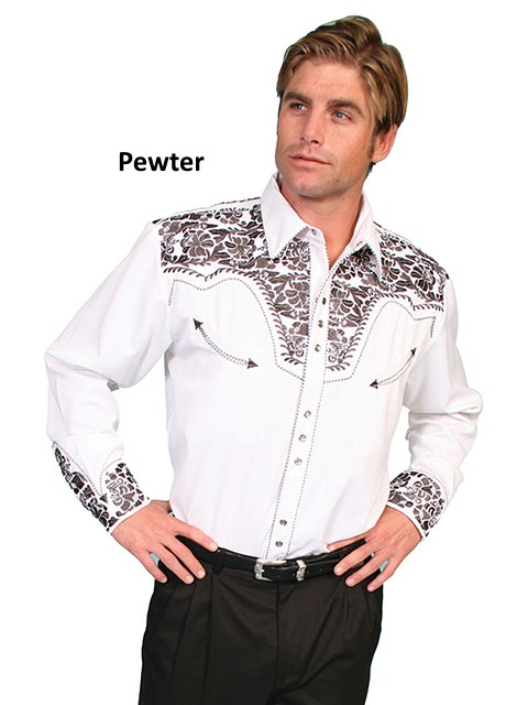 (image for) Western Floral Tooled Embroidery Snap Front Shirt