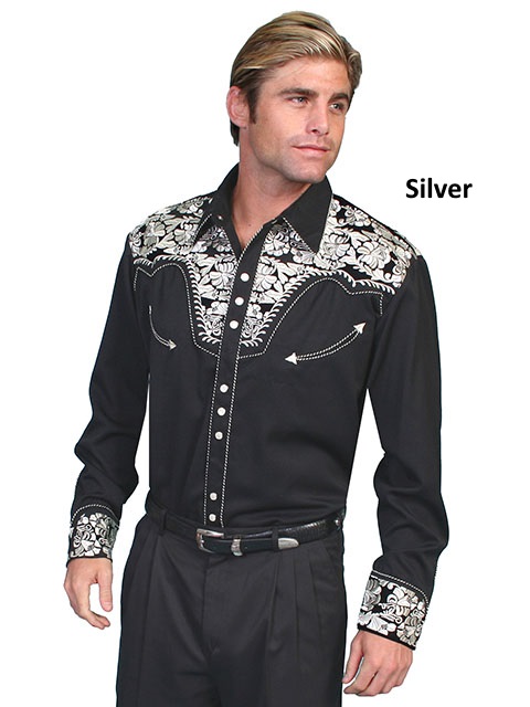 (image for) Western Floral Tooled Embroidery Snap Front Shirt